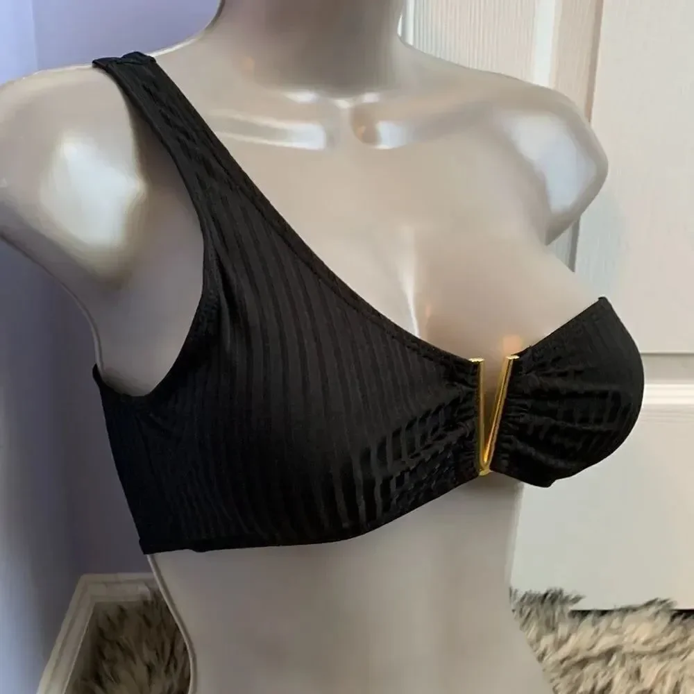 Designer Swimsuit Top Bra Swimwear Black S